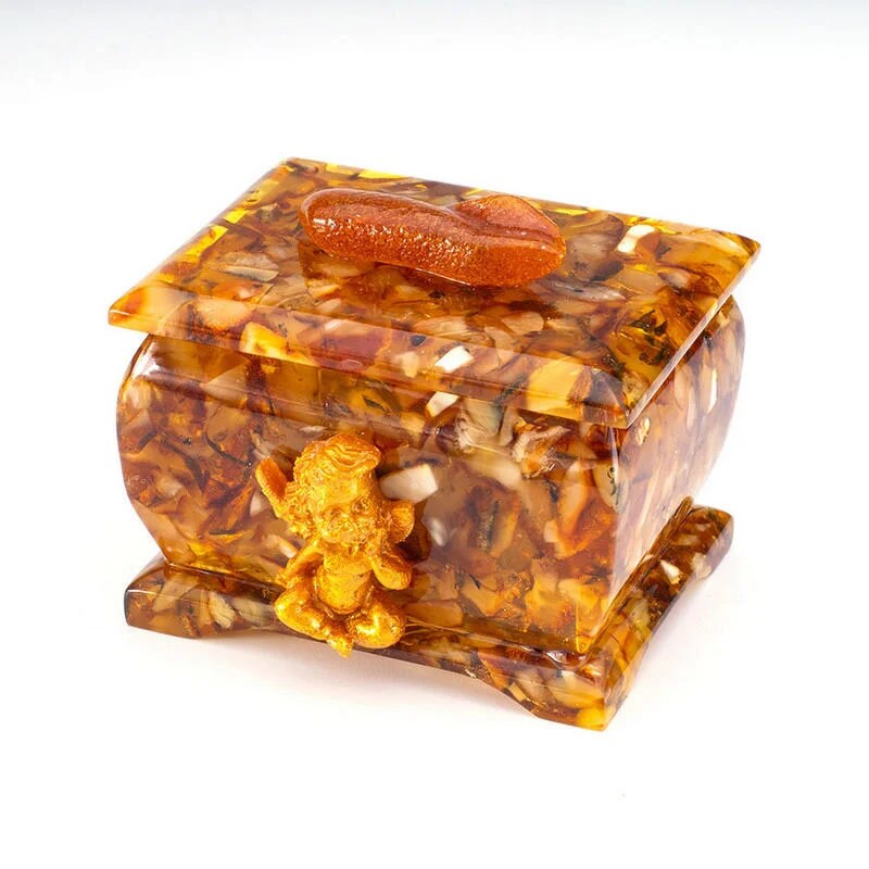 Charming box with an angel and natural amber| Angel Jewelry Storage|Natural Baltic Amber |Gift for Her|Luxury Amber Box