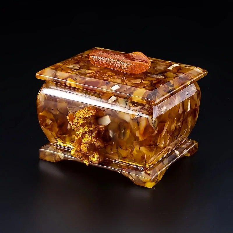 Charming box with an angel and natural amber| Angel Jewelry Storage|Natural Baltic Amber |Gift for Her|Luxury Amber Box