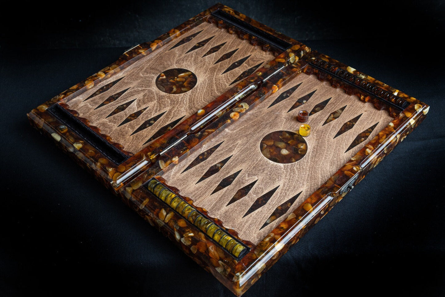 Wood amber backgammon board with amber chips Coat of arms| Luxury backgammon set| |Amber Dices| Board Game| Vip Gift