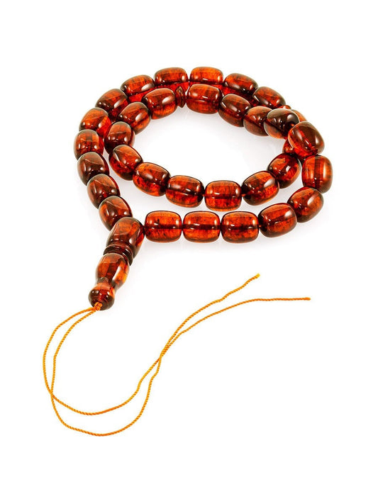 Muslim Rosary 33beads made of natural molded amber Cherry barrels|Handmade Rosary beads|taspih kahrab|Unique rosary