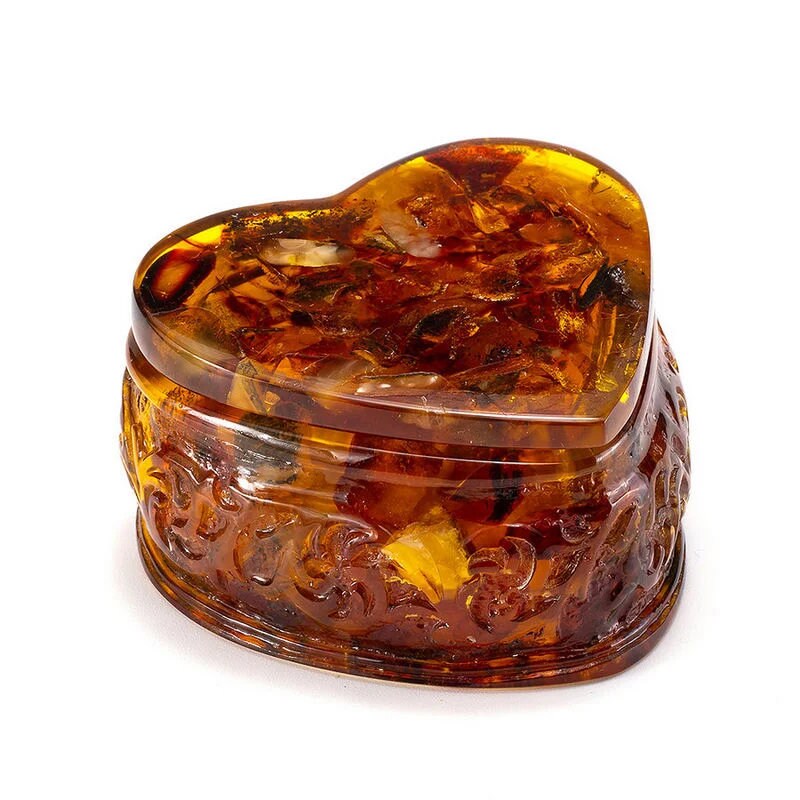 Heart shape Jewelry box amber |Unick Amber Box|Jewelry casket-box|Amber Heart Box |Handmade Jewelry Box| Gift for her