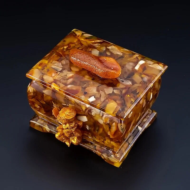 Charming box with an angel and natural amber| Angel Jewelry Storage|Natural Baltic Amber |Gift for Her|Luxury Amber Box