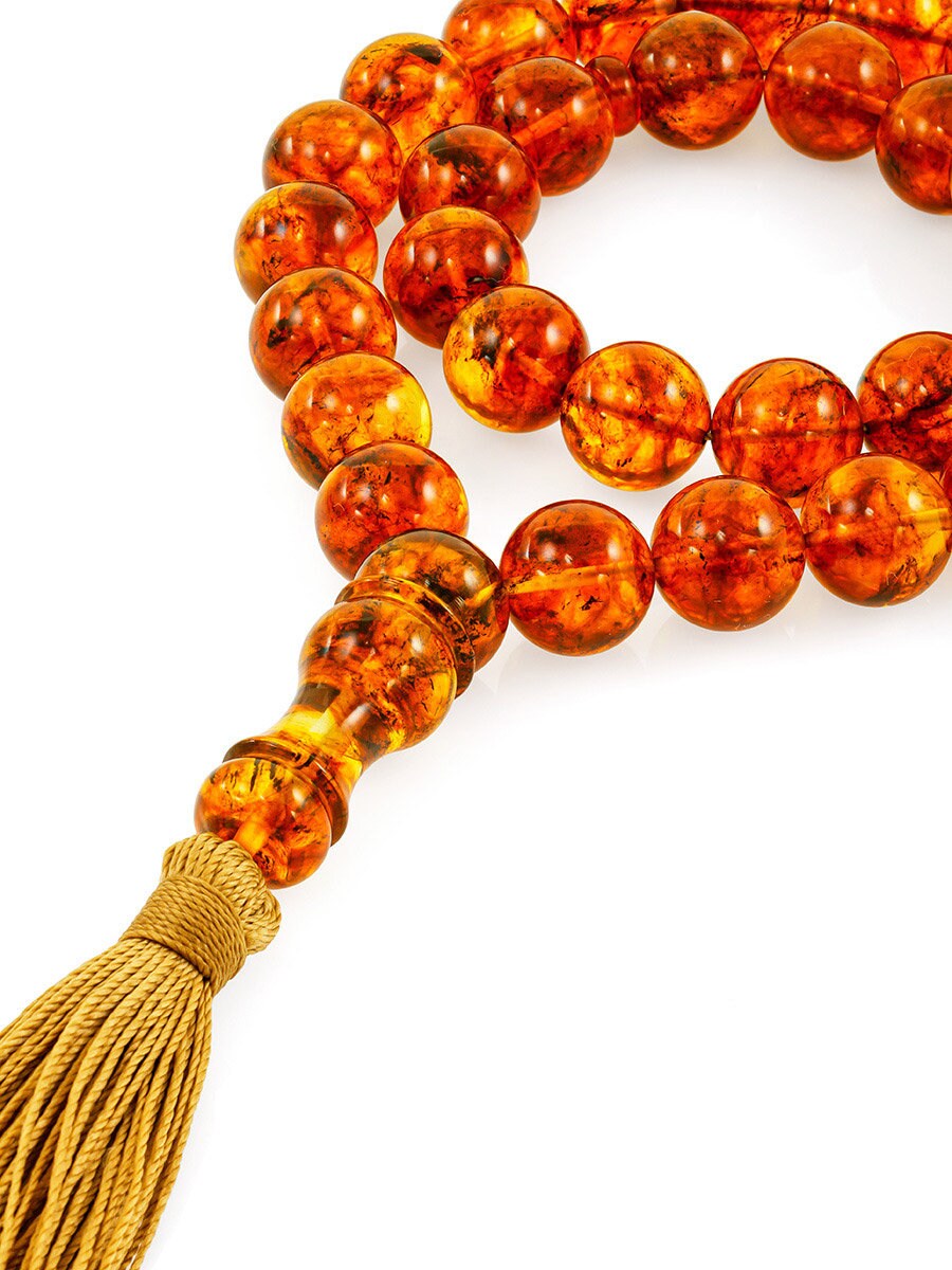 Large muslim rosary 33 beads made of molded golden-cognac amber|Handmade Rosary beads|taspih kahrab|Unique rosary