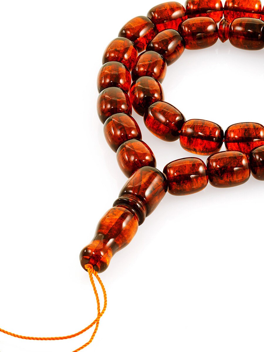 Muslim Rosary 33beads made of natural molded amber Cherry barrels|Handmade Rosary beads|taspih kahrab|Unique rosary