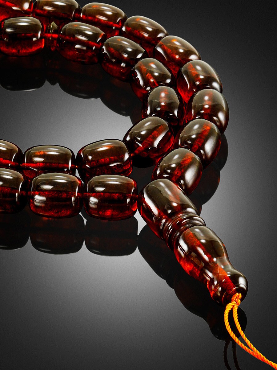 Muslim Rosary 33beads made of natural molded amber Cherry barrels|Handmade Rosary beads|taspih kahrab|Unique rosary