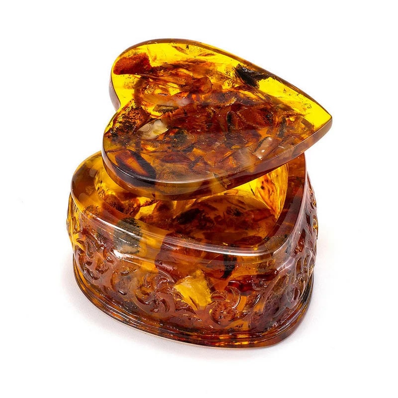 Heart shape Jewelry box amber |Unick Amber Box|Jewelry casket-box|Amber Heart Box |Handmade Jewelry Box| Gift for her