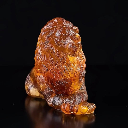 Amber Figurine Lion |Lion Art|Home Decor| Amber Souvenir Gift|Handmade Amber Lion Statuette |Amber Sculpture unique gift