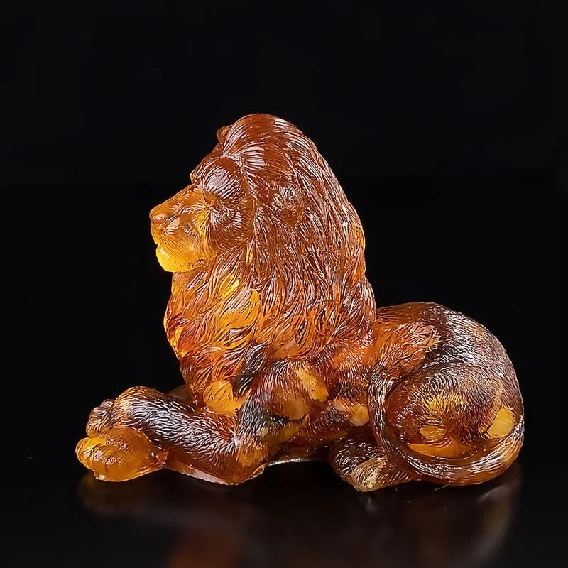 Amber Figurine Lion |Lion Art|Home Decor| Amber Souvenir Gift|Handmade Amber Lion Statuette |Amber Sculpture unique gift