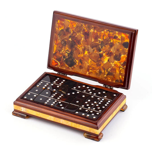 Luxury amber domino set|amber chips in wooden box| Baltic Amber domino set| Board game|Amber dominoes| Amber game Chips