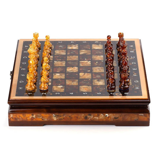 Amber chess set with Chess Pieces and Elegant Chessboard|chessboard with storage|Amber Chess Figures|Board Game|Vip gift