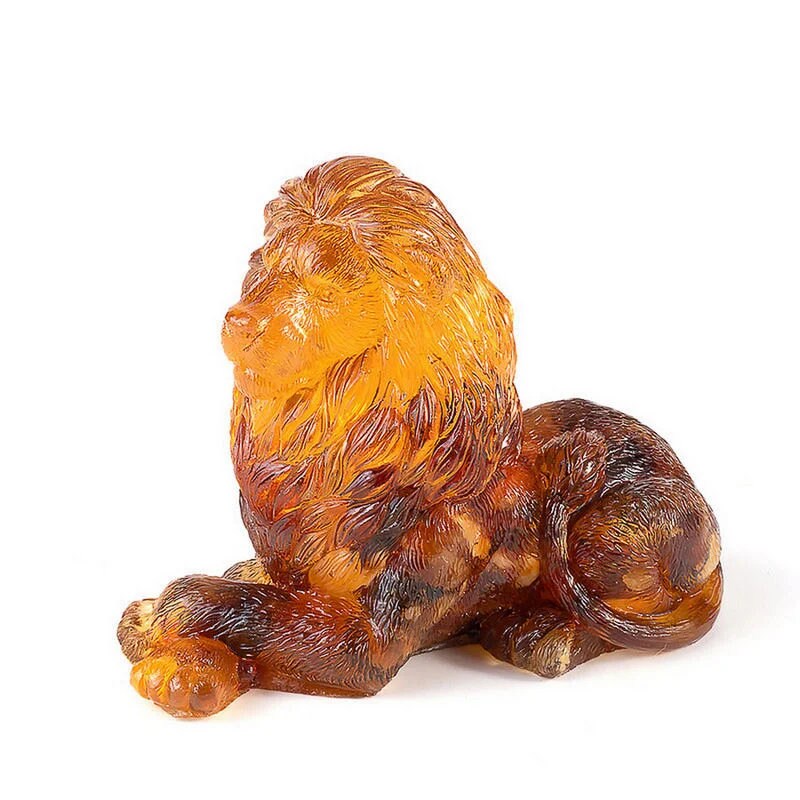 Amber Figurine Lion |Lion Art|Home Decor| Amber Souvenir Gift|Handmade Amber Lion Statuette |Amber Sculpture unique gift