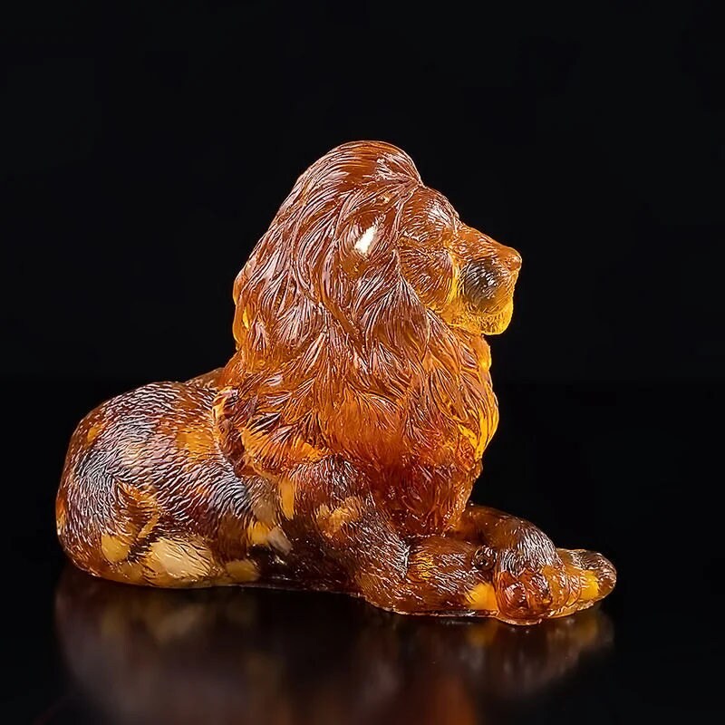 Amber Figurine Lion |Lion Art|Home Decor| Amber Souvenir Gift|Handmade Amber Lion Statuette |Amber Sculpture unique gift