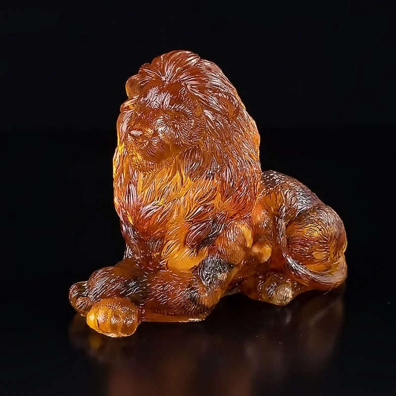 Amber Figurine Lion |Lion Art|Home Decor| Amber Souvenir Gift|Handmade Amber Lion Statuette |Amber Sculpture unique gift