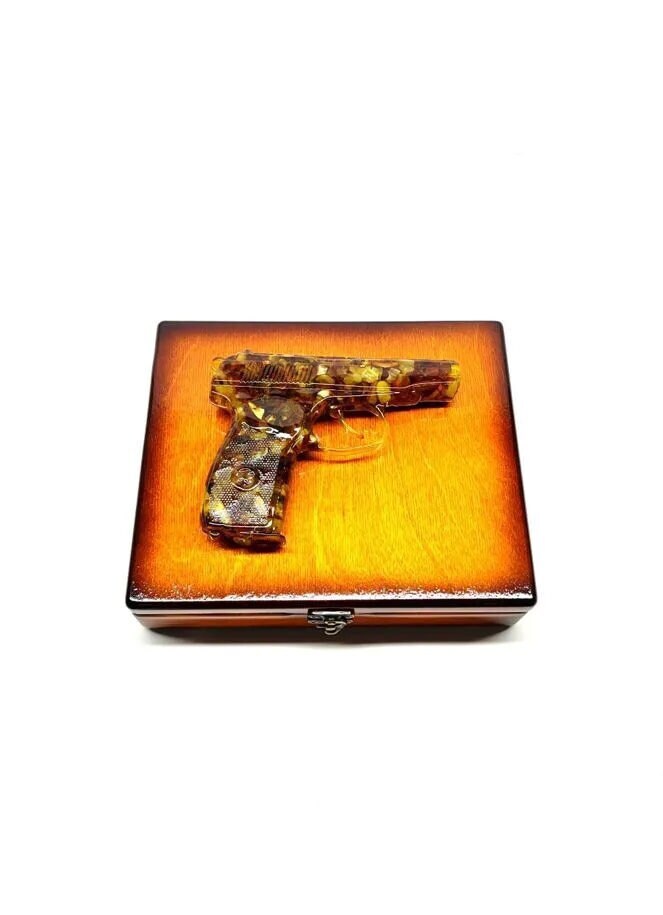 Souvenir amber pistol "PM"|Amber sculpture | Amber Souvenir Gift|Handmade Amber Figurine |Amber Sculpture unique gift