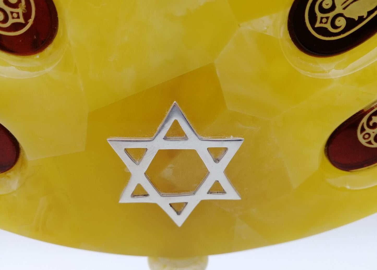 Menorah candle holder made of natural baltic amber and 925 sterling silver|Jewish Candle holder|Star of david|Unick gift