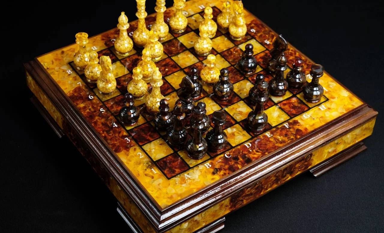 Amber chess set Admiral|Wood Amber Chessboard|Amber chess Pieces|Unique game set|Chess Figures|Board Game|Luxury chess