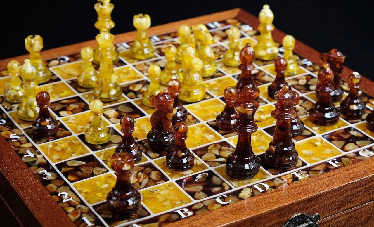 Amber chess set Square mahogany|Amber Chess Pieces|Wooden Chessboard Chess Figures|Board Game|Handmade Luxury Chess