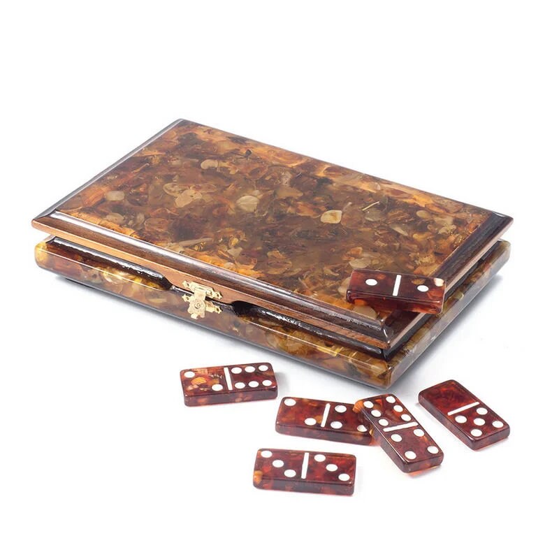 Luxury amber domino set with amber chips in wooden box|Natural Baltic Amber domino set|Board game|Amber bones Chips| family game night