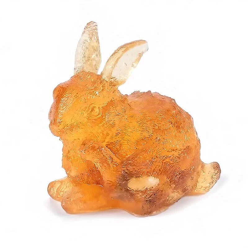 Small rabbit figurine with natural amber|Animal sculpture|Amber Souvenir Gift |Amber carved rabbit Statuette|Home decor