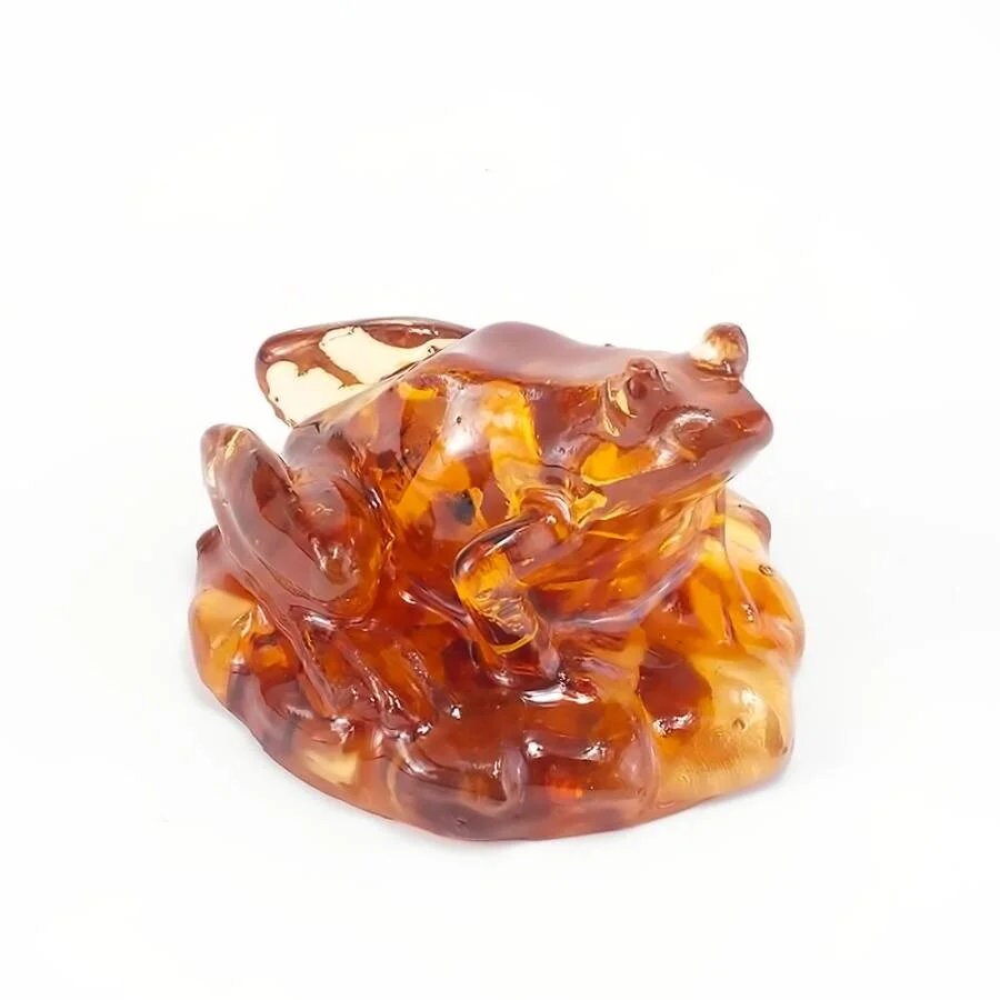 Amber Frog figurine|small souvenir figurine amber|Amber Sculpture frog|Amber Statuette toad|Money toad amber|good luck