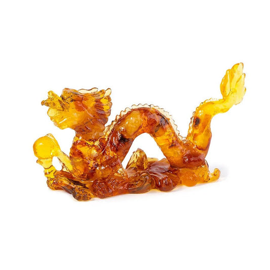 Souvenir figurine amber Chinese Dragon|Amber Dragon Statue|Amber Dragon Sculpture|Handmade amber figurine gift|Home decor