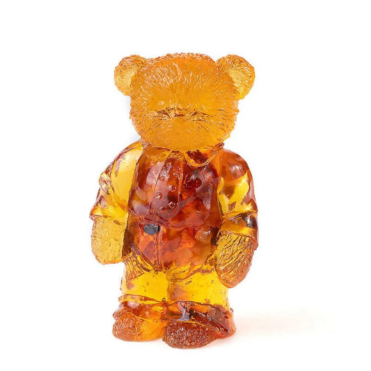 Interior figurine amber Teddy bear with a tie|Amber Souvenir Gift|Handmade Amber Bear Statuette|Amber Sculpture bear