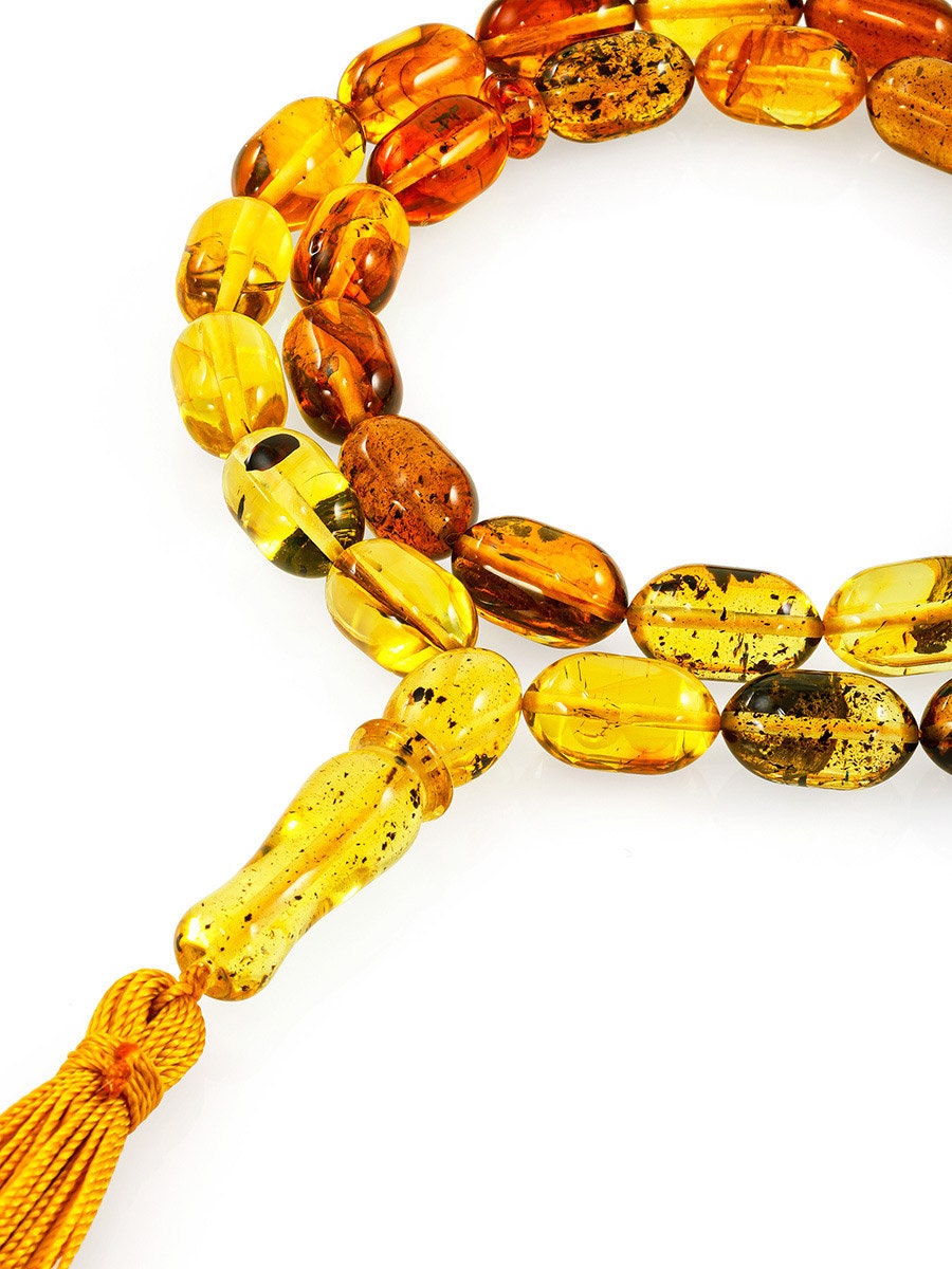 Rosary barrels made of natural amber with a natural texture|Handmade Rosary |taspih kahrab|Unique rosary| Amber with inclusion