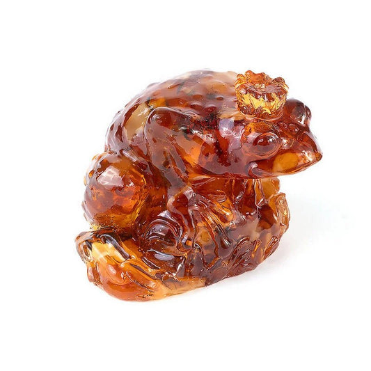 Amber Frog figurine|Souvenir amber Frog Princess|Amber Sculpture|Large Amber Statuette|Money toad amber|good luck