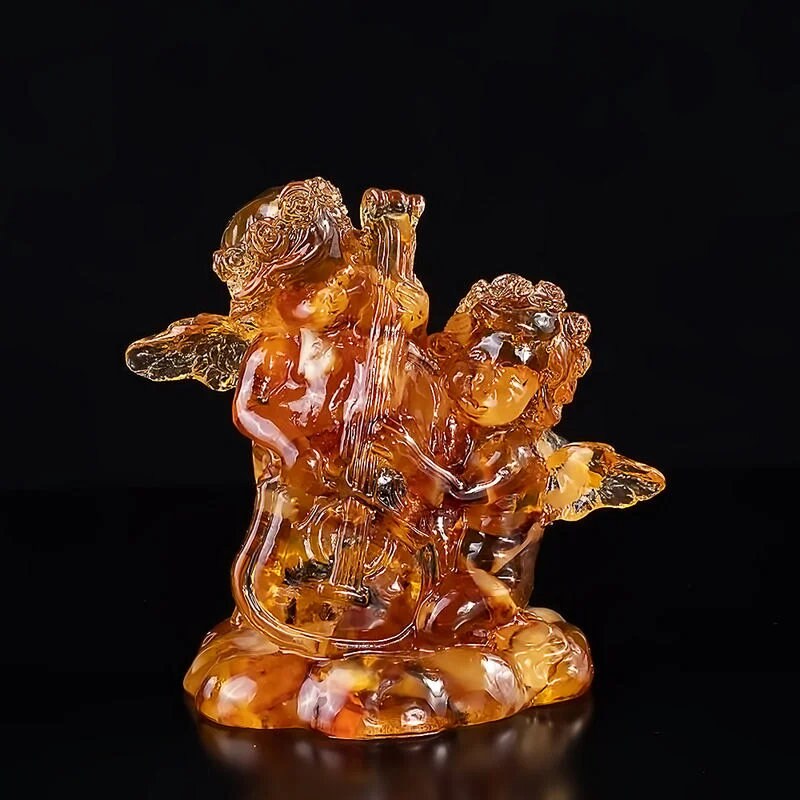 AMBER ANGEL statue|amber Angels with harp|Amber Souvenir |Amber Angel Figurine|Amber Sculpture|Home decor|gift for her