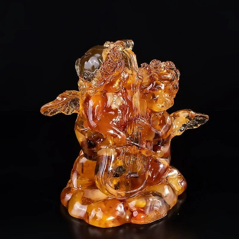 AMBER ANGEL statue|amber Angels with harp|Amber Souvenir |Amber Angel Figurine|Amber Sculpture|Home decor|gift for her