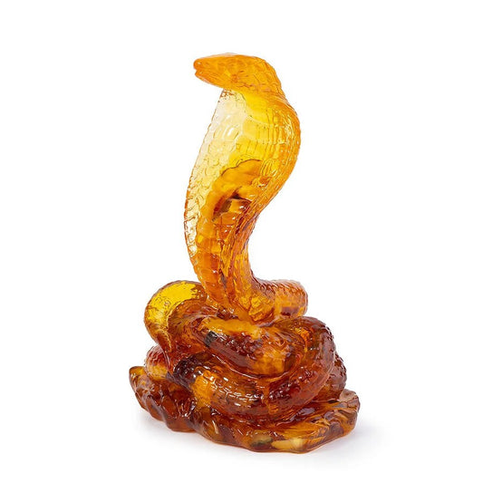 Large table figurine amber Cobra|Amber cobra sculpture|Stylish interior decor|Amber animal|Handmade unick statue cobra