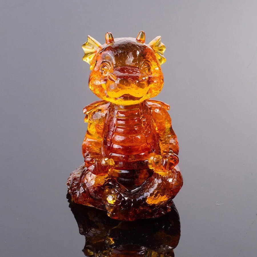 Souvenir figurine amber Dragon|Amber Dragon Statue|Amber Dragon Sculpture| Handmade amber figurine|unick gift|Home decor