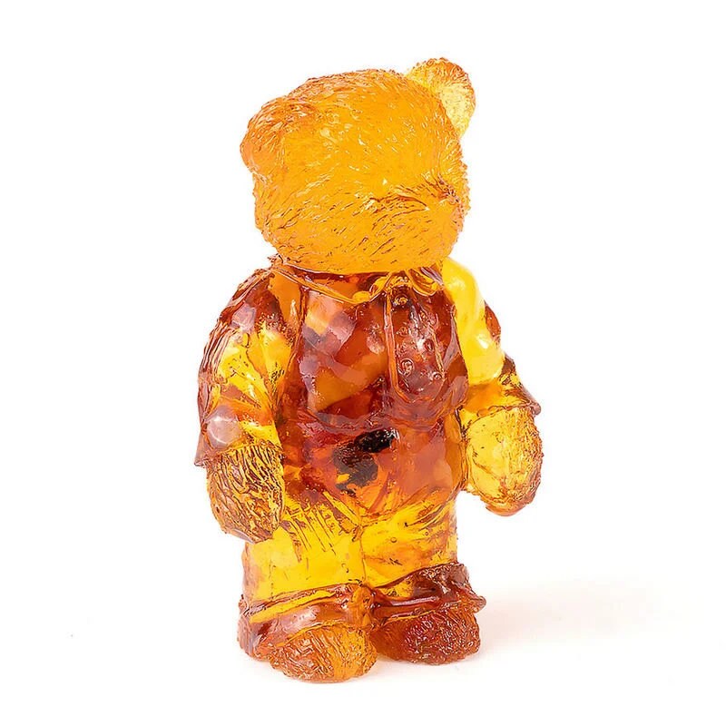 Interior figurine amber Teddy bear with a tie|Amber Souvenir Gift|Handmade Amber Bear Statuette|Amber Sculpture bear