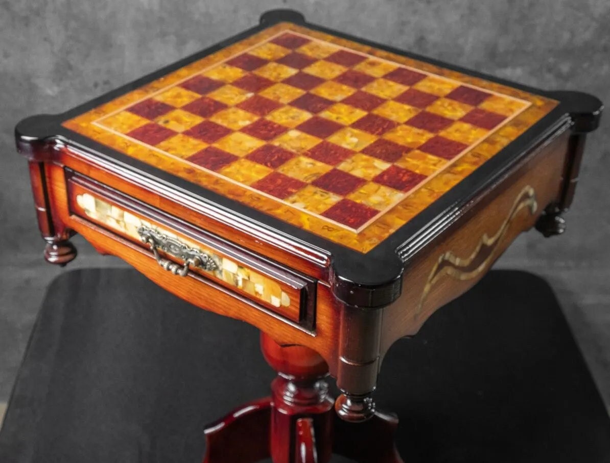 AMBER CHESS TABLE|Luxury table Chess set|Amber Chess Figures|Masterpiece for Chess Enthusiasts|Unique chessboard gift