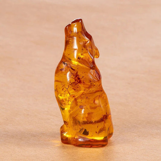 AMBER WOLF| Amber figurine howling Wolf|Home Decor|Amber Souvenir Gift|Amber Wolf Statue|Amber Sculpture| Baltic amber