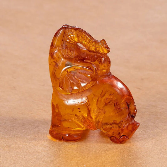 AMBER ELEPHANT|Small carved figure Elephant|amber statuette elephant|Amber Sculpture|Amber Souvenir Statue|Home interior