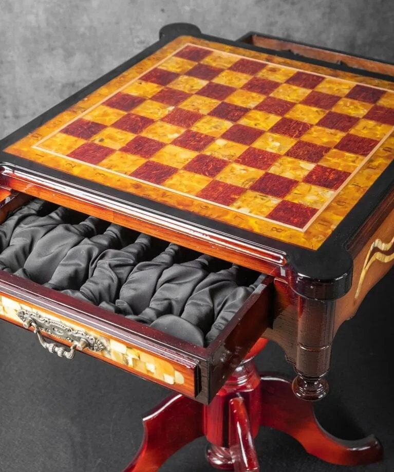 AMBER CHESS TABLE|Luxury table Chess set|Amber Chess Figures|Masterpiece for Chess Enthusiasts|Unique chessboard gift