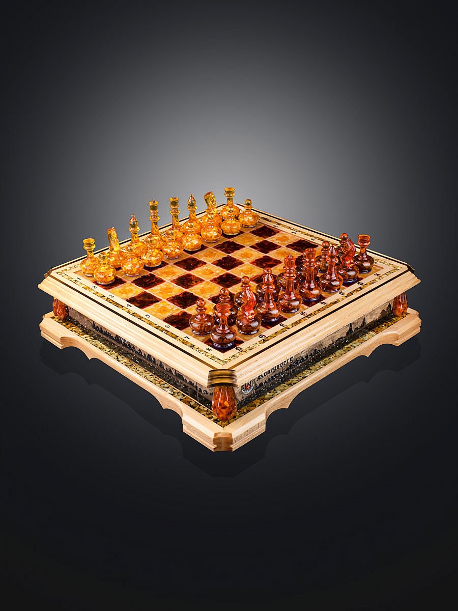 CUSTOM AMBER CHESS set|Handcrafted painting chess set|Amber Chess Pieces|Amber Chessboard|Chess Figures|Board Game gift