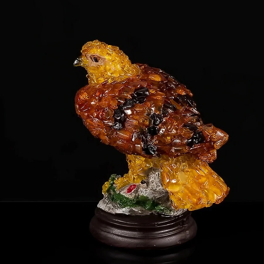 Falcon Amber figurine|Amber table Souvenir|Amber Peregrine Falcon Figurine|Luxury Amber Statue|Handmade figurine amber