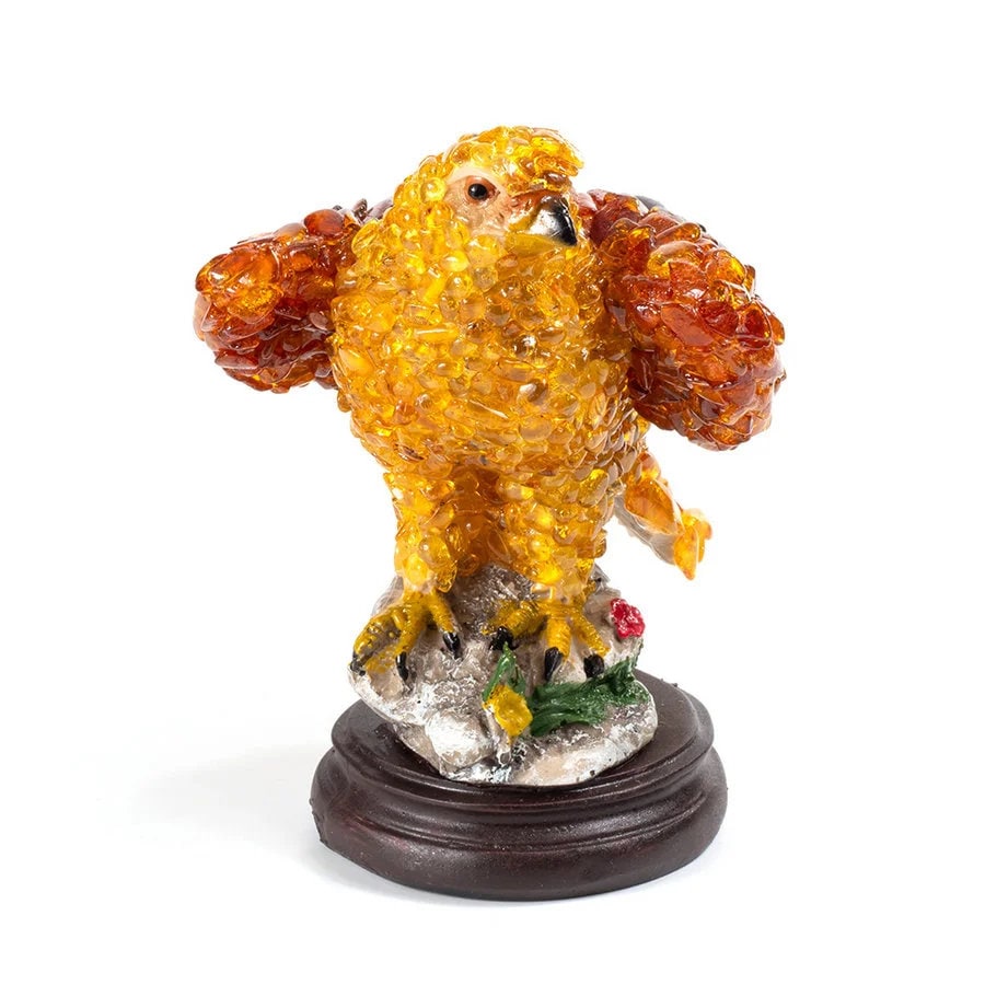 Falcon Amber figurine|Amber table Souvenir|Amber Peregrine Falcon Figurine|Luxury Amber Statue|Handmade figurine amber