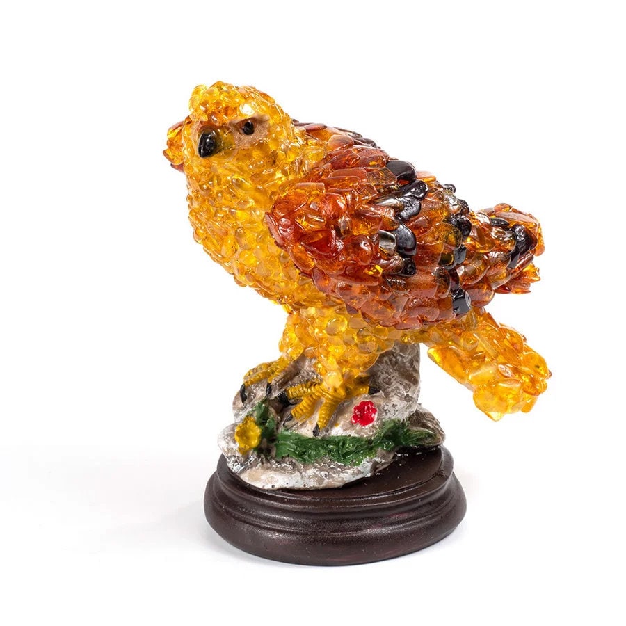 Falcon Amber figurine|Amber table Souvenir|Amber Peregrine Falcon Figurine|Luxury Amber Statue|Handmade figurine amber