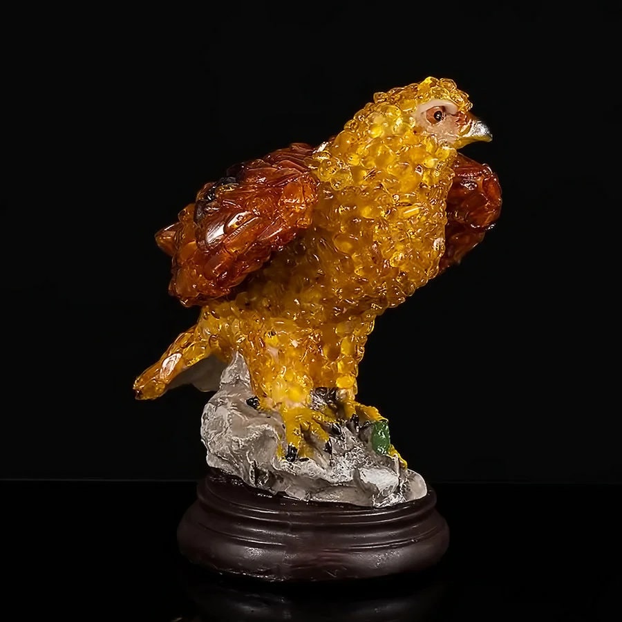 Falcon Amber figurine|Amber table Souvenir|Amber Peregrine Falcon Figurine|Luxury Amber Statue|Handmade figurine amber